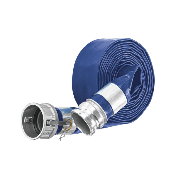 Rollo de manguera plana 1' x 7.5m de descarga c/conexiones - Mundo Tool 