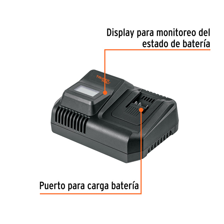 Cargador rápido de baterías de ion litio 20V, TRUPER MAX - Mundo Tool 