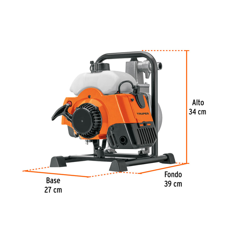 Motobomba autocebante 1'x1', gasolina 2HP, agrícola, TRUPER - Mundo Tool 