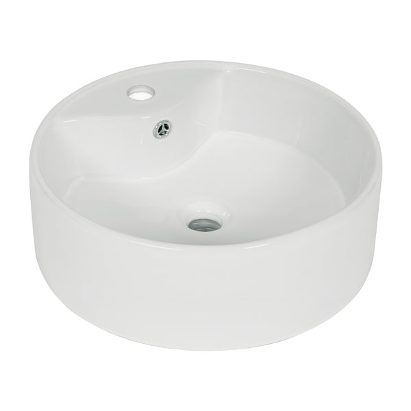 Lavabo de porcelana de sobreponer redondo, blanco, FOSET - Mundo Tool 