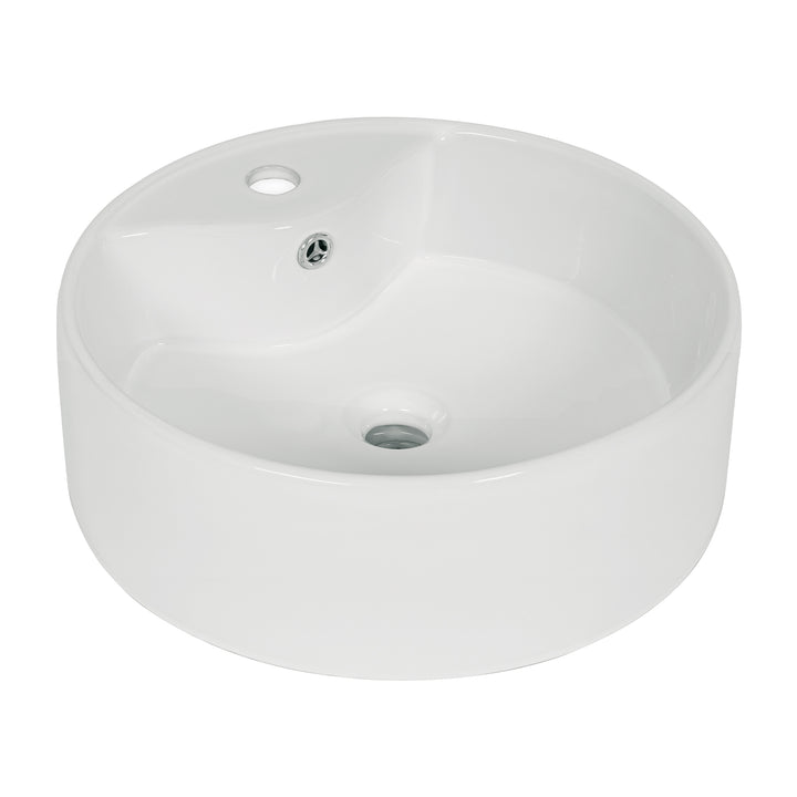 Lavabo de porcelana de sobreponer redondo, blanco, FOSET - Mundo Tool 
