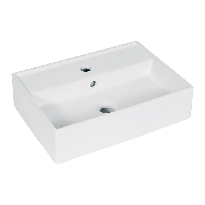 Lavabo de porcelana de sobreponer rectangular, blanco, FOSET - Mundo Tool 