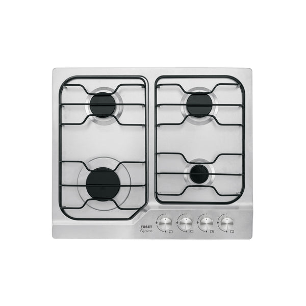Parrilla gas empotrable 60cm, 4 quem, inox, esmalte, Foset - Mundo Tool 