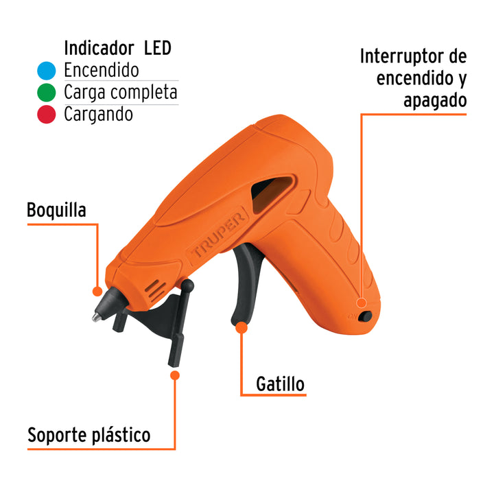 Pistola inalámbrica de 3.7V para silicón de 5/16', TRUPER - Mundo Tool 