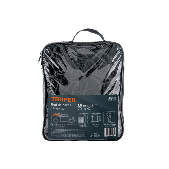 Red de carga 1.80 m x 1.20 m para camioneta, 1.5 Ton, Truper - Mundo Tool 