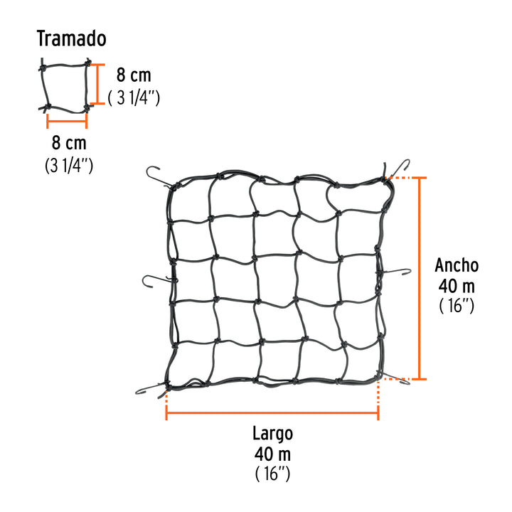 Red de carga 40 x 40 cm para motocicleta, Truper - Mundo Tool 