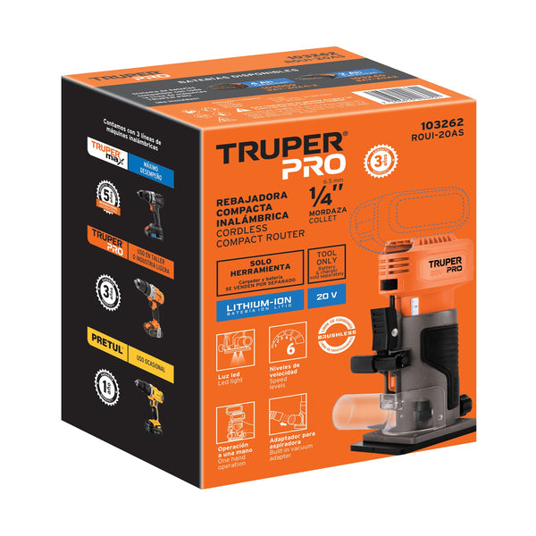 Router (Rebajadora) 1/4', sin accesorios, TRUPER PRO - Mundo Tool 