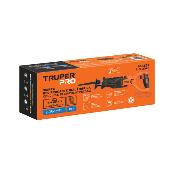 Sierra sable, 20V, sin accesorios, TRUPER PRO - Mundo Tool 