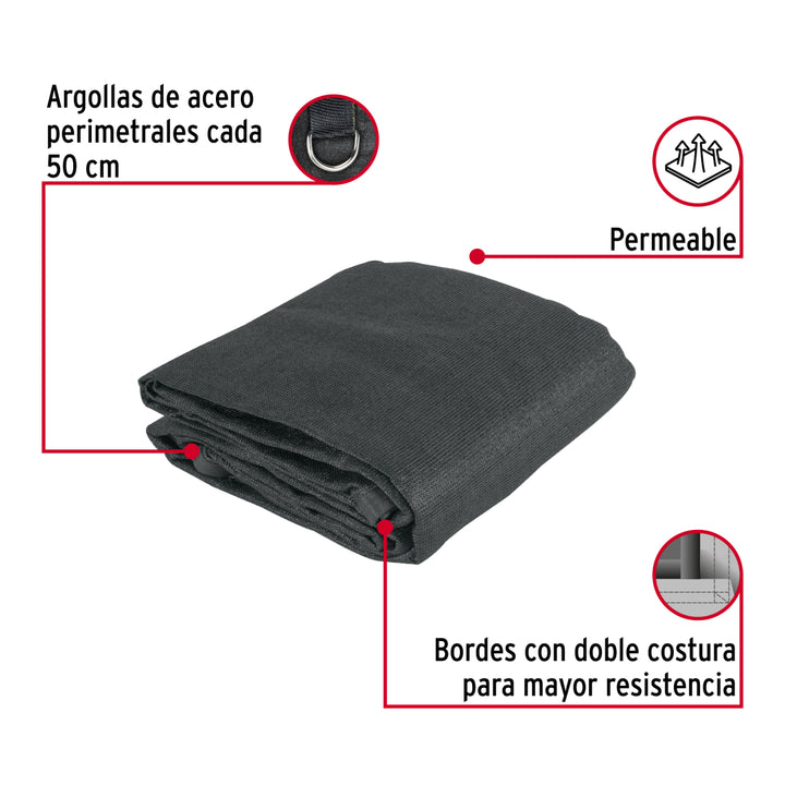 Toldo raschel negro de 4 m, 90% sombra, ancho 3 m, FIERO - Mundo Tool 