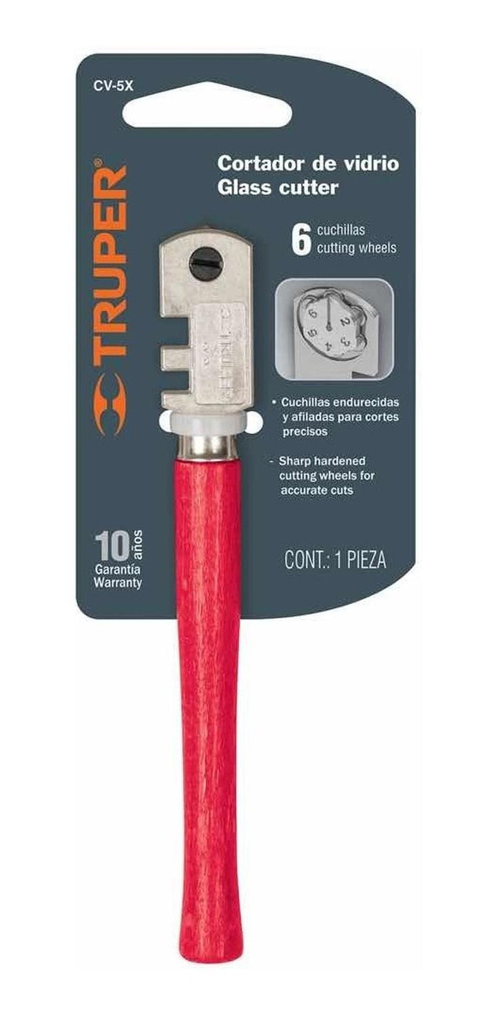 Cortador De Vidrio 5' Cabeza Con 6 Cuchillas Truper - Mundo Tool 