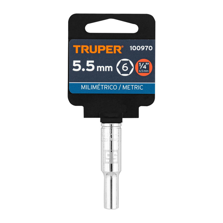 Dado largo de 5.5 mm, 6 puntas, cuadro 1/4", Truper - Mundo Tool 