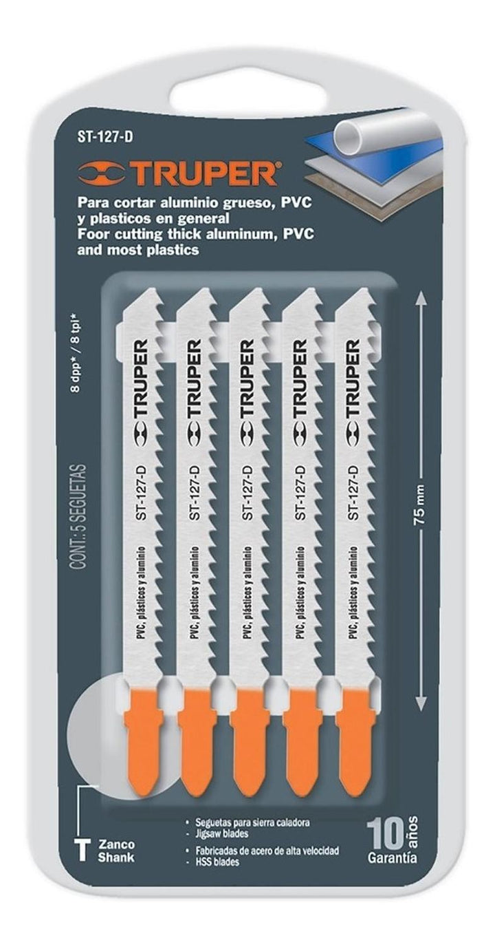 Segueta Caladora, Cts Rectos Plástico, Zanco T, 8dpp, 5 Pzas - Mundo Tool 