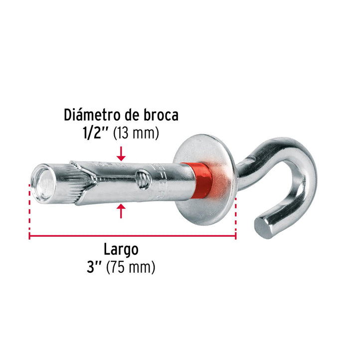 Caja con 25 taquetes expansivos 12x70 mm con armella abierta - Mundo Tool 