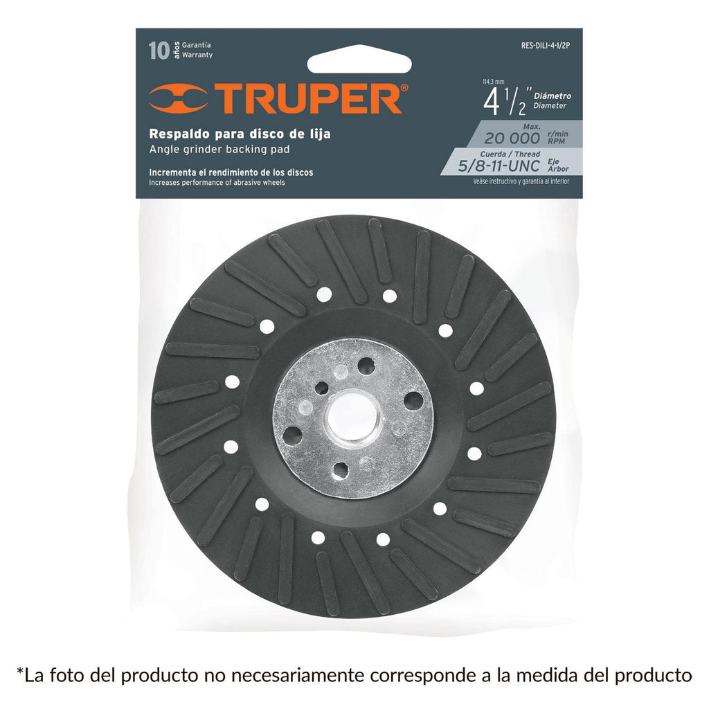 Respaldo disco de lija 4-1/2',rosca milimétrica Truper - Mundo Tool 
