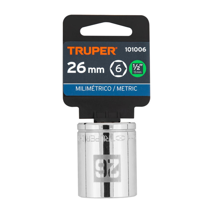 Dado de 26 mm, 6 puntas, cuadro 1/2", Truper - Mundo Tool 