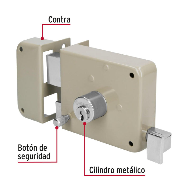 Cerradura sobreponer izq instala-fácil, caja, Hermex - Mundo Tool 