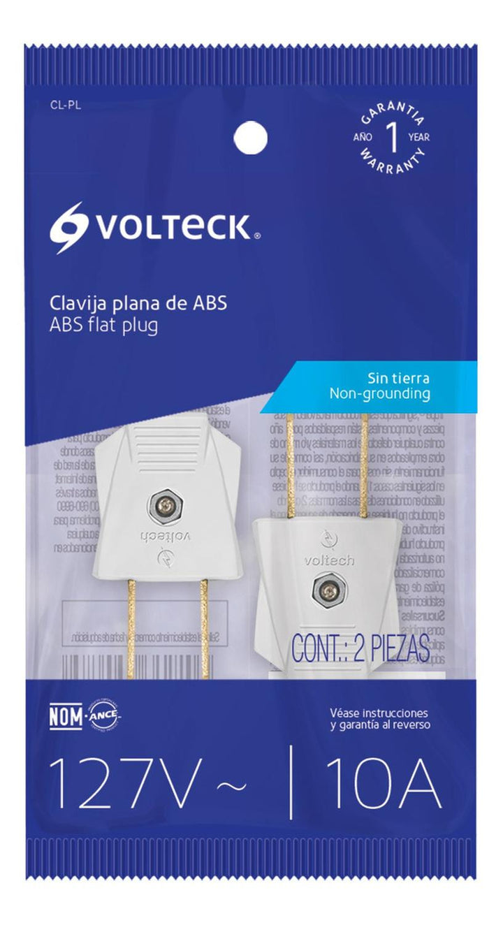 Clavija Plana Económica De Abs Bolsa Con 2pzs Volteck - Mundo Tool 