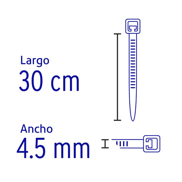 Cincho plástico, 50 lb, 30 cm, bolsa con 1000 pzas Volteck - Mundo Tool 