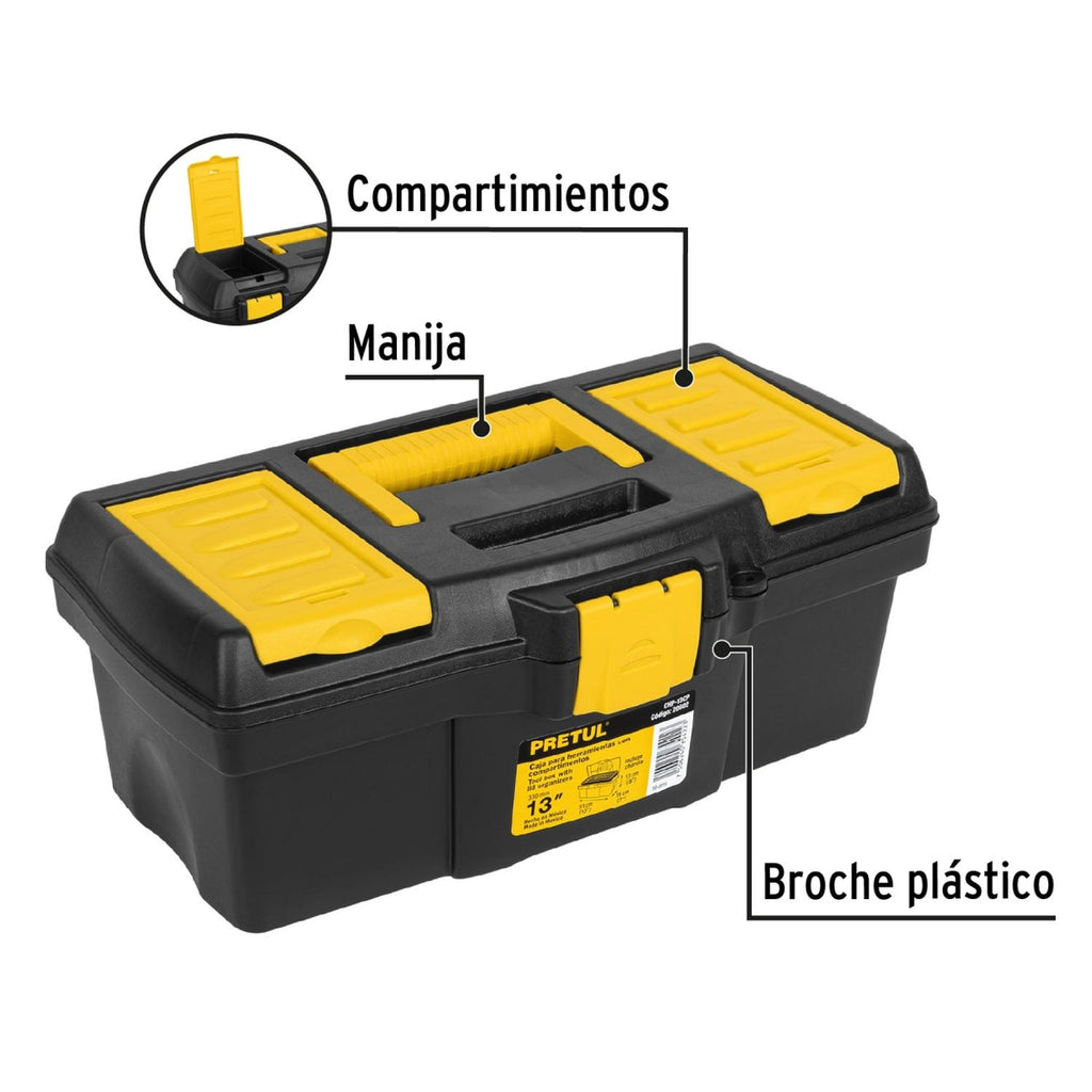 Caja Plástica 13' Con Compartimentos Pretul - Mundo Tool 