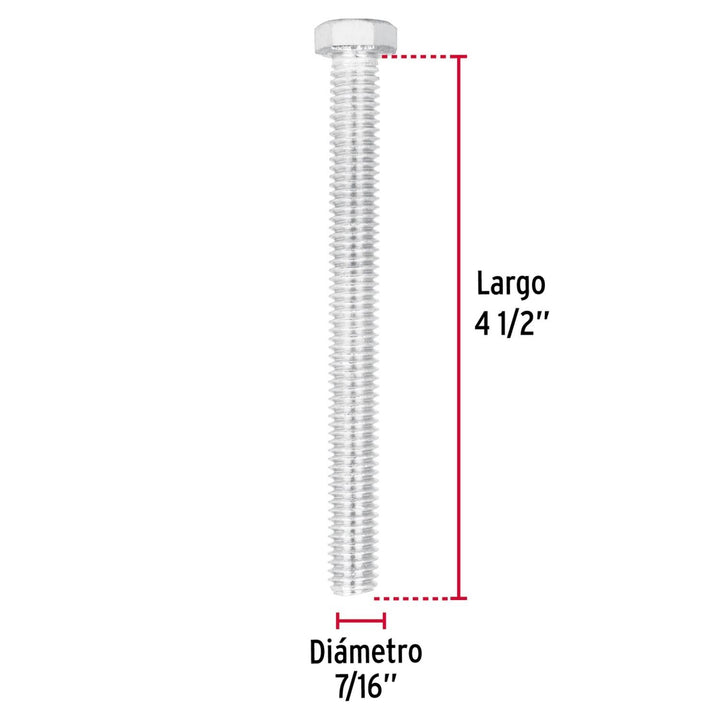 Tornillo tipo máquina, 7/16 x 4-1/2', bolsa con 15pzas Fiero - Mundo Tool 