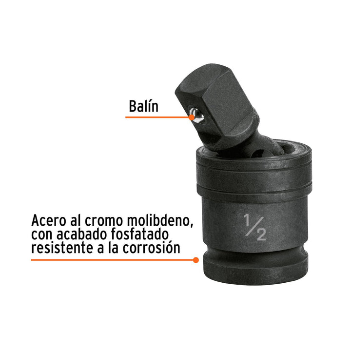 Nudo universal para dados de impacto cuadro 1/2', Truper - Mundo Tool 