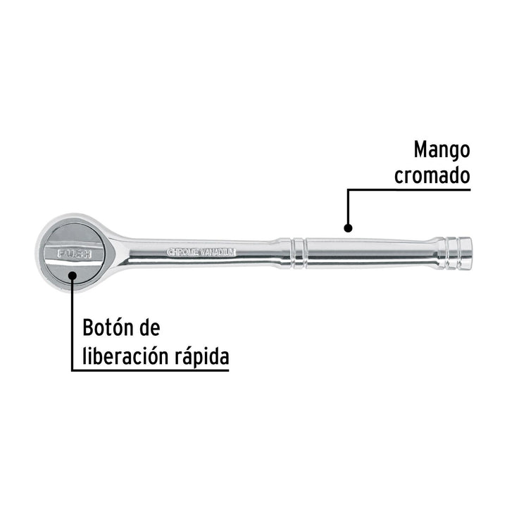 Matraca cuadro 3/8" liberación rápida cabeza redonda, Pretul - Mundo Tool 