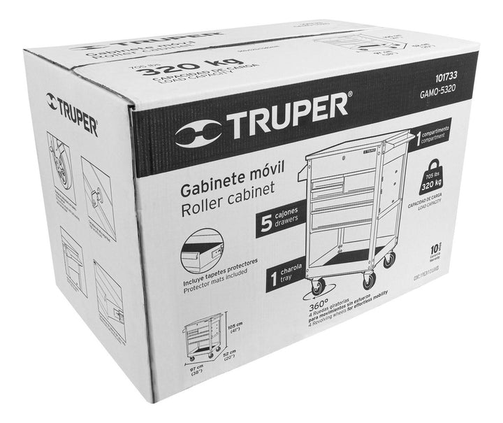 Gabinete Metálico Móvil Con 5 Cajones, Capacidad 320 Kg Trup - Mundo Tool 