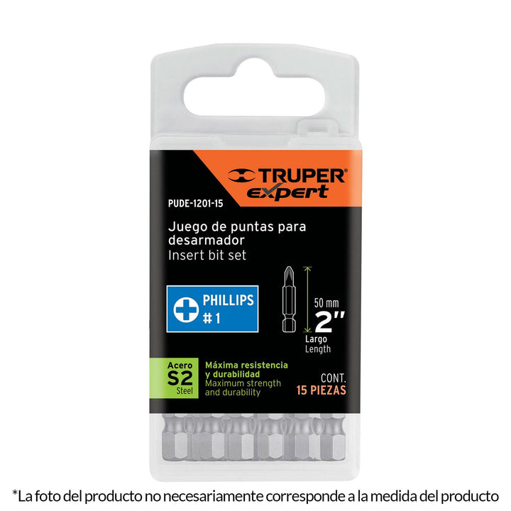 Puntas para desarmador Phillips PH2,2',50pzas, Truper Expert Truper - Mundo Tool 