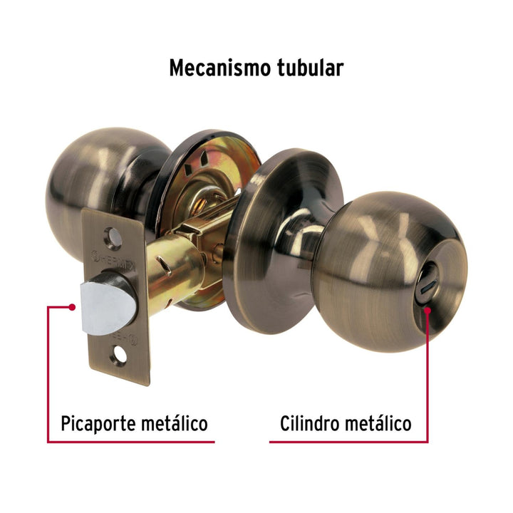 Cerradura esfera tubular baño antiguo Basic blister Hermex - Mundo Tool 