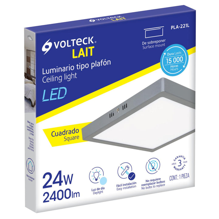 Luminario Plafón Cuadrado 24w 6500k Led Volteck - Mundo Tool 