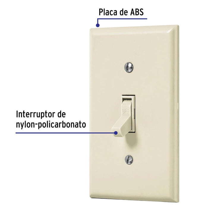 Placa armada interruptor sencillo, línea Standard, marfil Volteck - Mundo Tool 