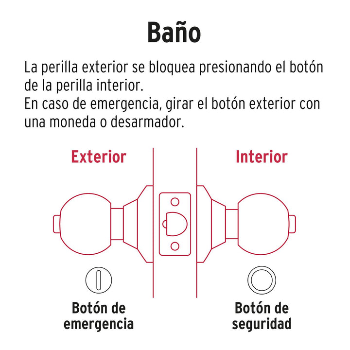 Cerradura pomo, negro, oval, baño, Hermex - Mundo Tool 