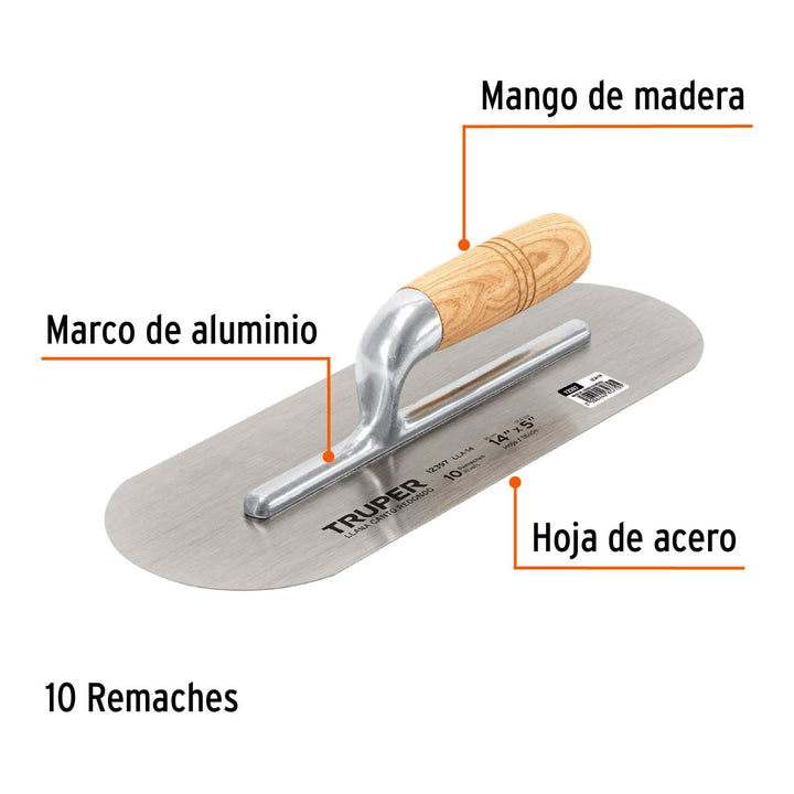 Llana canto redondo 14" x 5" con mango de madera, Truper - Mundo Tool 