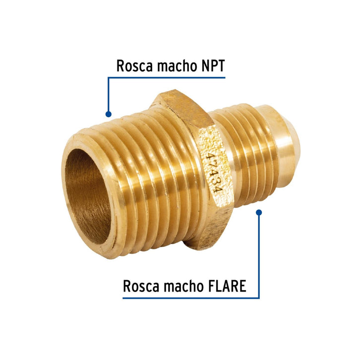 Niple Terminal De Latón 3/8' X 1/2' Foset - Mundo Tool 