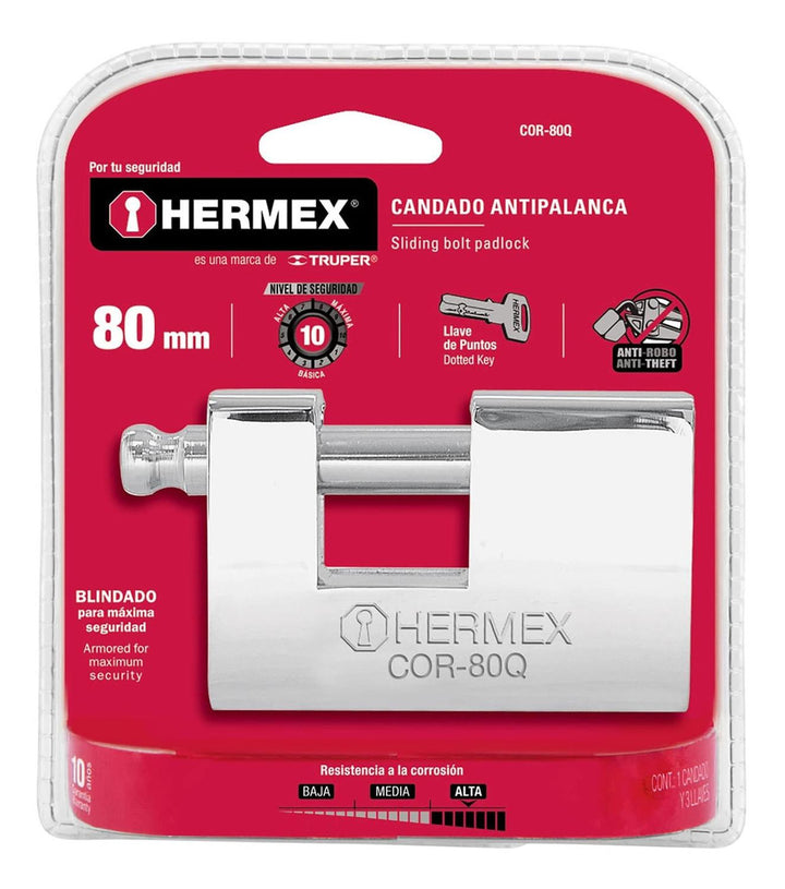 Candado Antipalanca 80mm Llave Puntos Hermex - Mundo Tool 