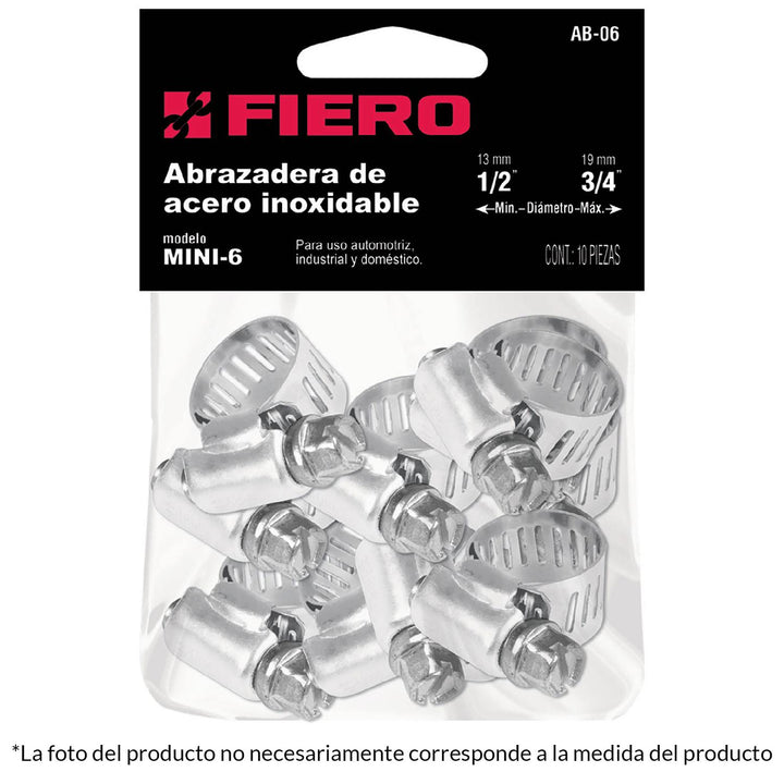 Abrazadera Reforzada # 16 3/4 - 1-1/2' 10pzas Fiero - Mundo Tool 