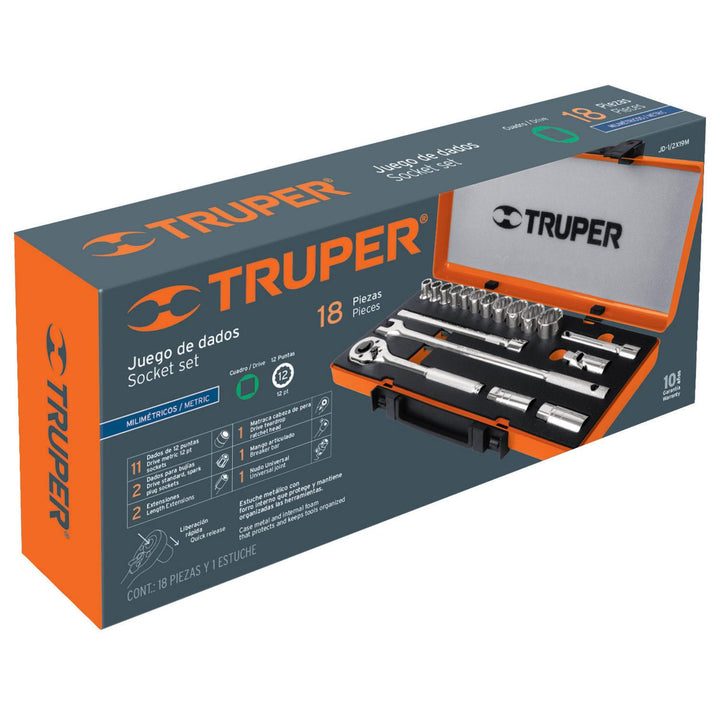 Juego De Autoclé Cuadro 1/2' 19pzs Mm Truper - Mundo Tool 
