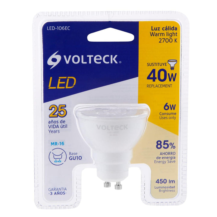 Lámpara de LED, MR16, GU10, 6 W, luz cálida Volteck - Mundo Tool 