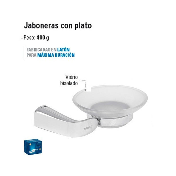 Jabonera Con Plato De Vidrio Satinado Línea R Foset - Mundo Tool 