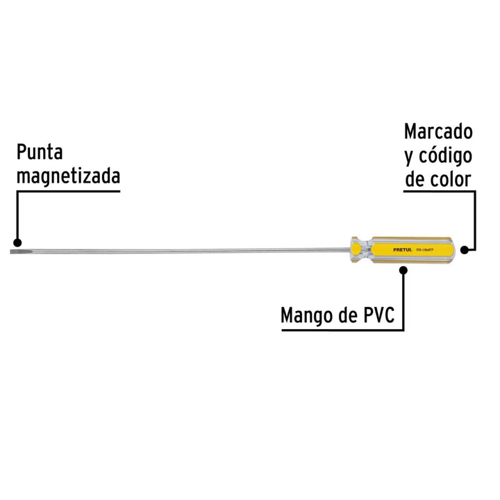 Desarmador cabinet 1/8 x 8" mango PVC Pretul - Mundo Tool 