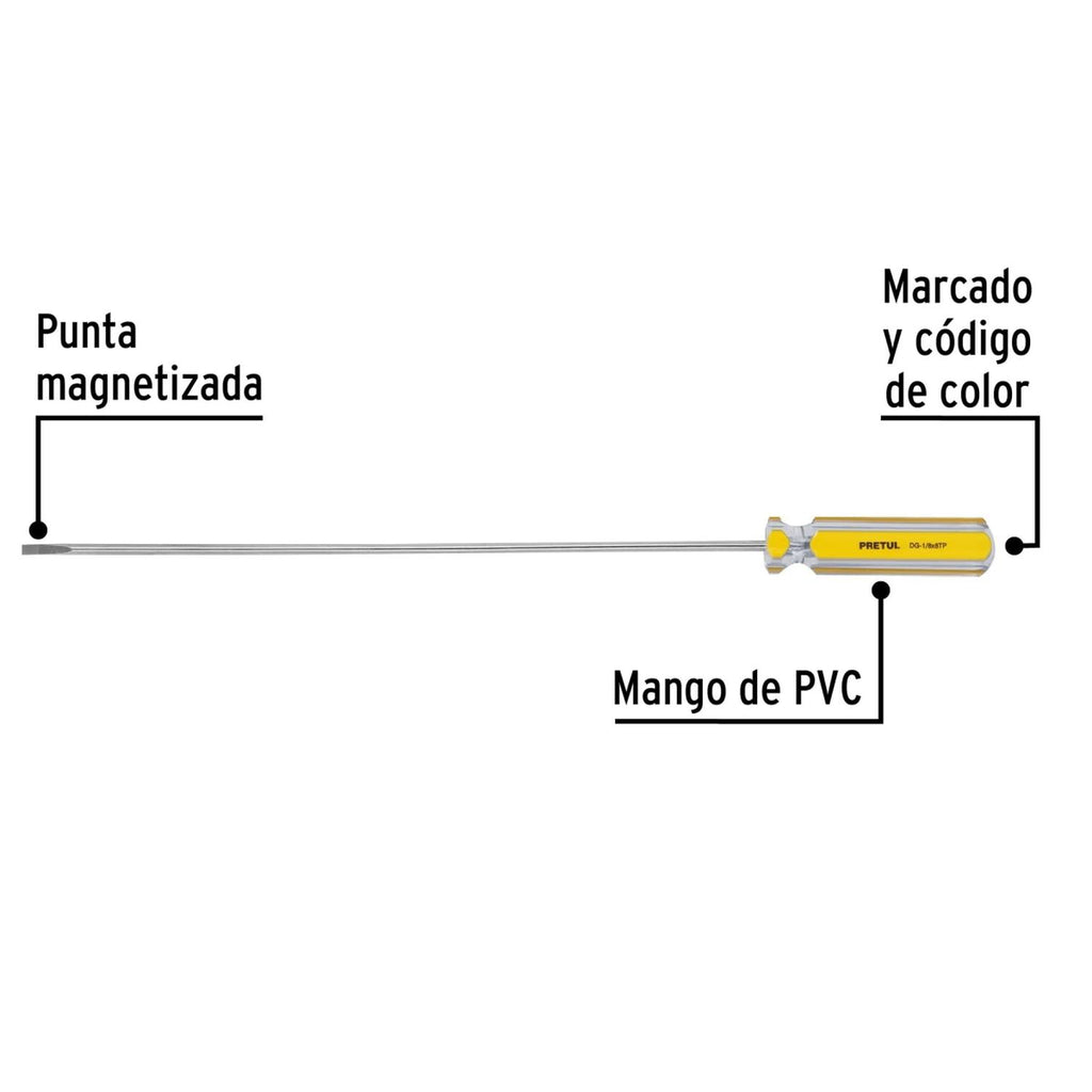 Desarmador cabinet 1/8 x 8" mango PVC Pretul - Mundo Tool 