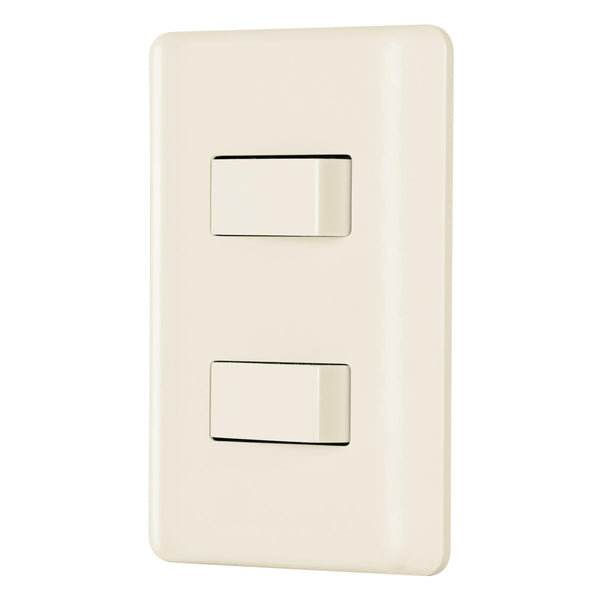 Volteck PA-APDO-EBI, Placa armada 1 interruptor y 1 escalera color marfil - Mundo Tool 
