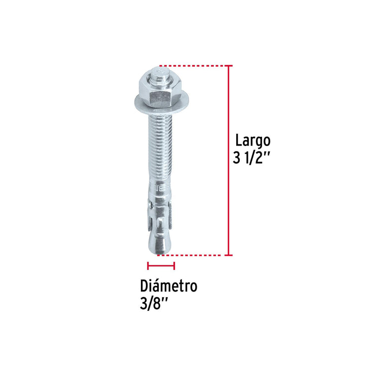 Bolsa con 6 taquetes arpón 3/8' x 3-1/2', Fiero - Mundo Tool 