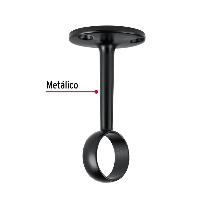 Soporte negro para tubo redondo de closet, Hermex - Mundo Tool 