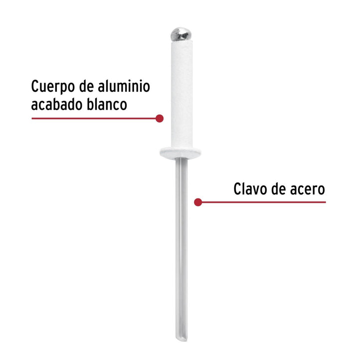 Remaches blancos, diámetro 1/8" - Mundo Tool 