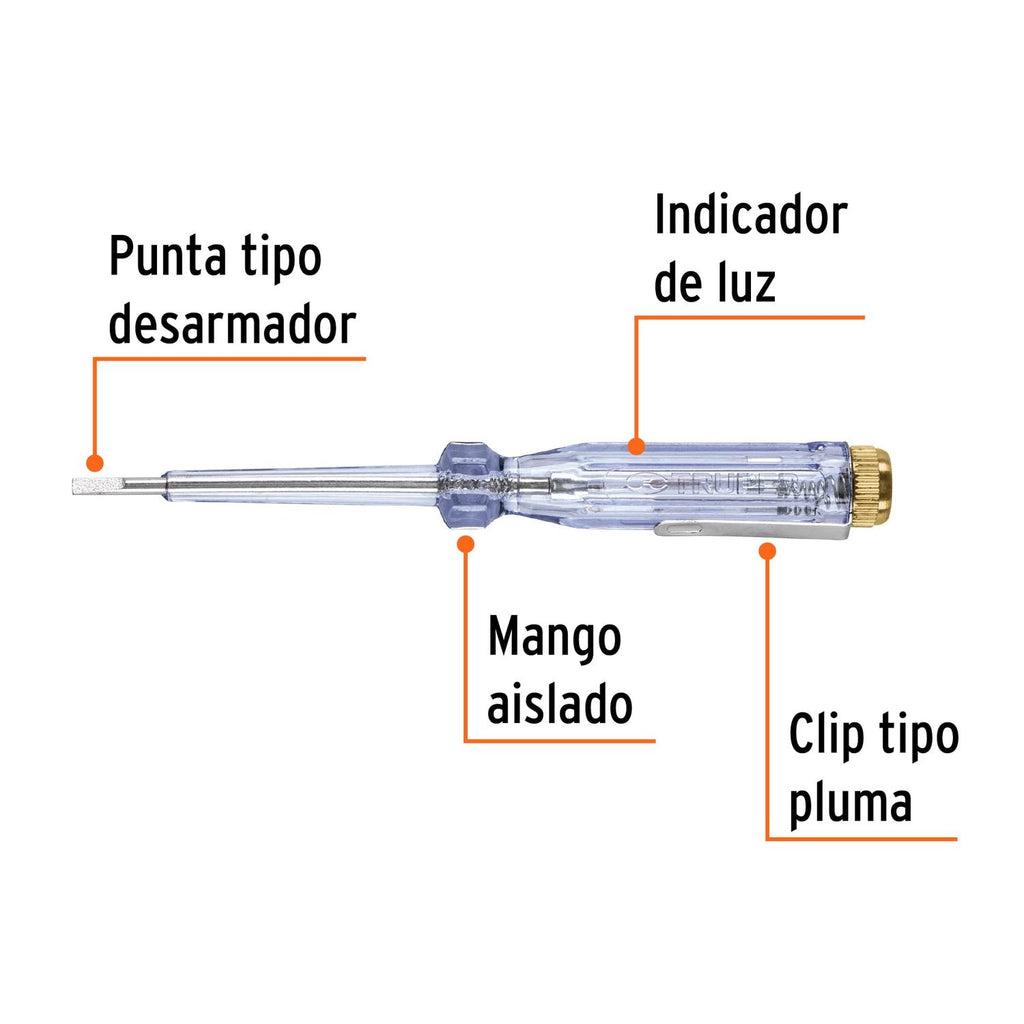 Probador corriente alterna tipo desarmador 14cm Truper - Mundo Tool 