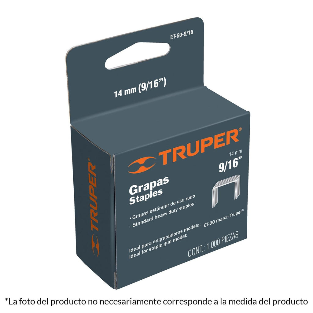 Grapas Para Et-50 3/8' Caja Con 1000 Piezas Truper - Mundo Tool 