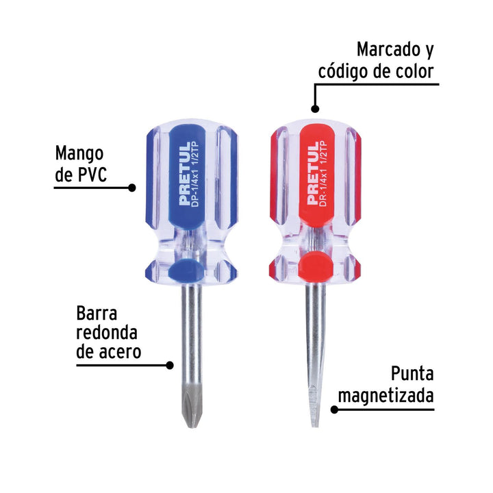 Juego de Desarmadores Tipo Trompo 2 Piezas Pvc Pretul - Mundo Tool 