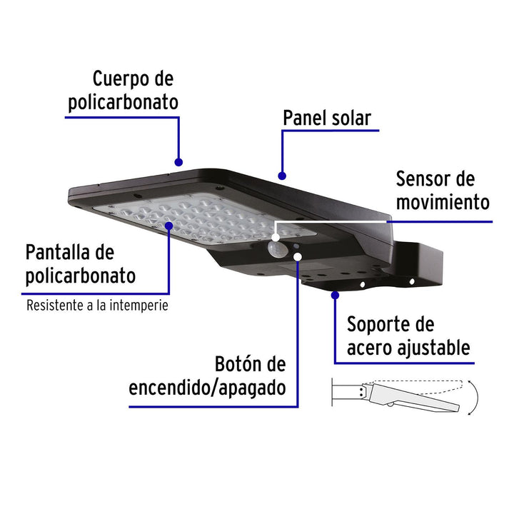 Luminario suburbano de LED 8 W con panel solar, Volteck - Mundo Tool 