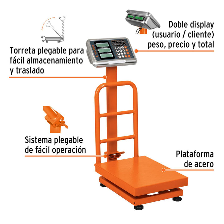 Báscula electrónica de plataforma, plegable, 100 kg, Truper - Mundo Tool 